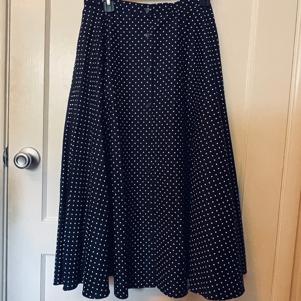 Uniqlo Navy/White, button down, circle skirt